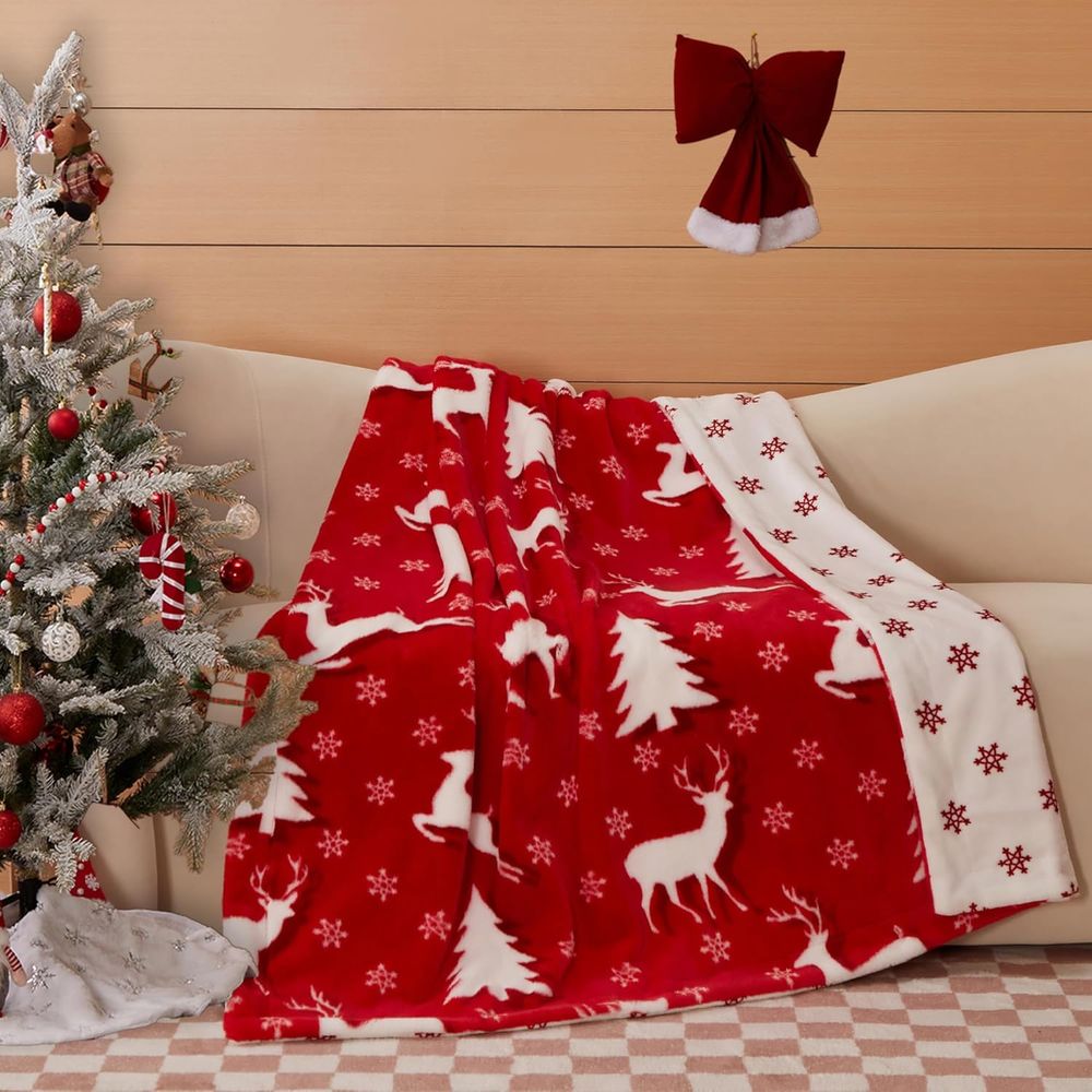 Christmas Faux Rabbit Fur & Fl - Christmas Throw Blanket recensie en prijs