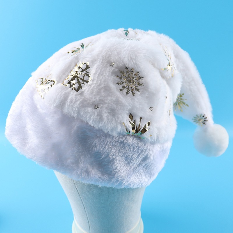 White Plush Christmas Hat Gold - Santa Hat Plush recensie en prijs