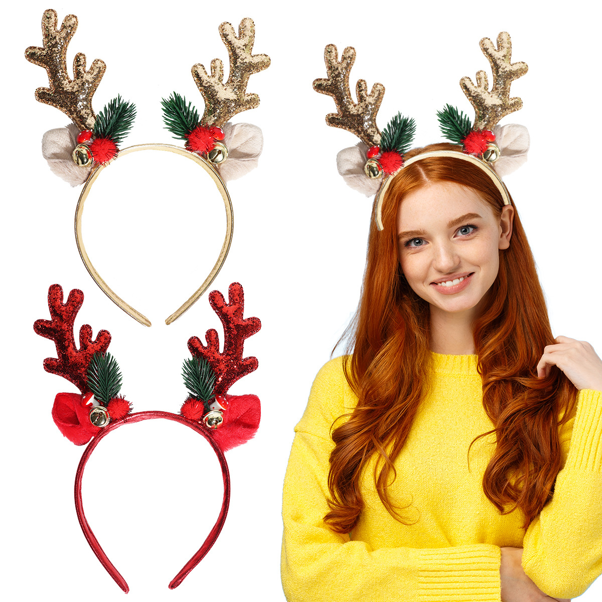 1/2pcs Christmas Glitter Deer  - Reindeer Antlers Headband recensie en prijs
