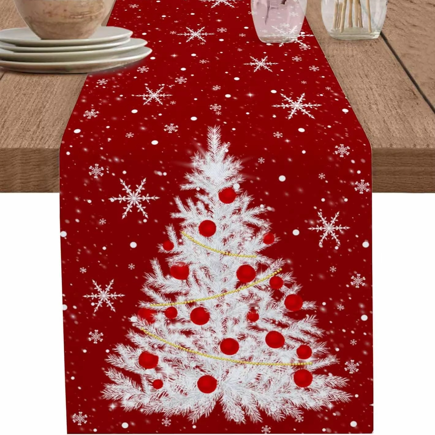 Red Table Runner Christmas Tre - Christmas Table Runner recensie en prijs
