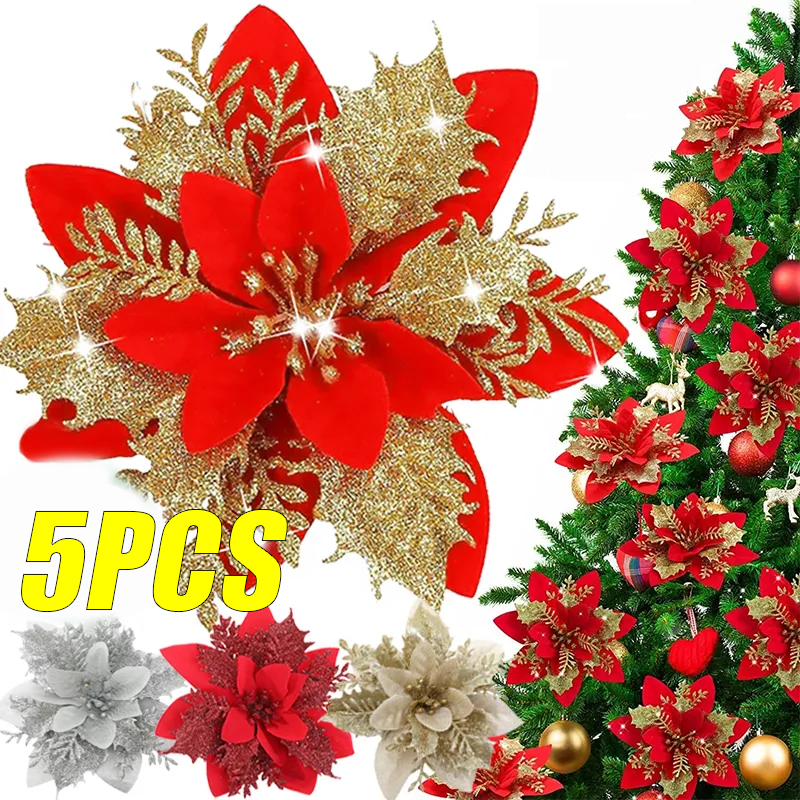 5PCS Christmas Flowers Christm - Christmas Tree Artificial recensie en prijs