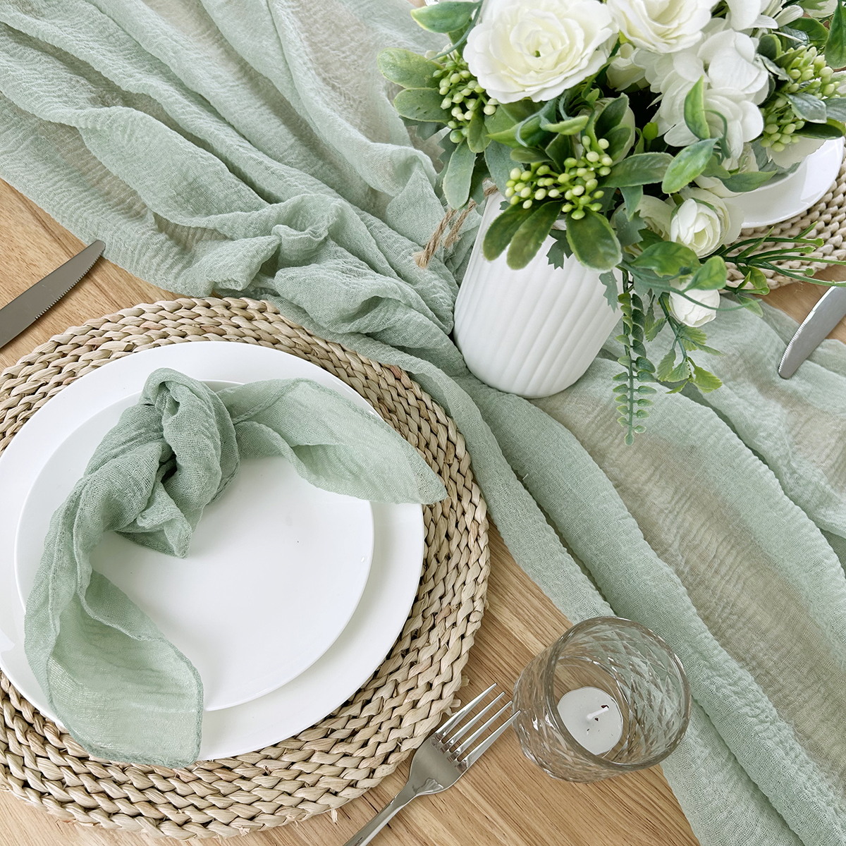 Sage Green Gauze Table Runner  - Christmas Table Runner recensie en prijs