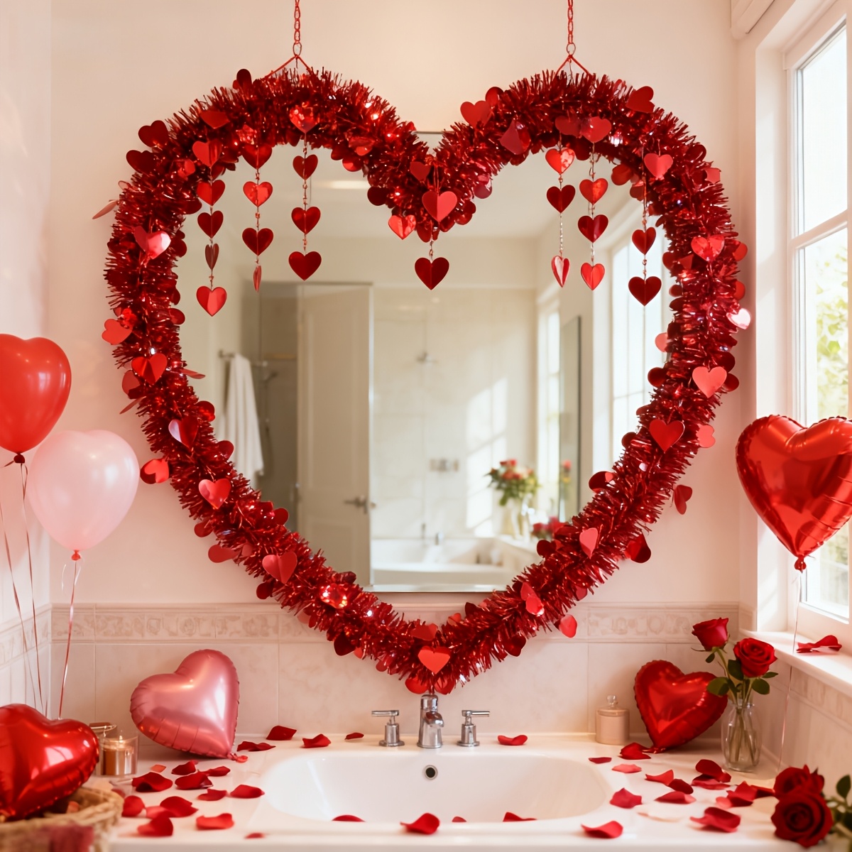 3pcs Red Heart Plastic Tinsel  - Tinsel Garland Decoration recensie en prijs