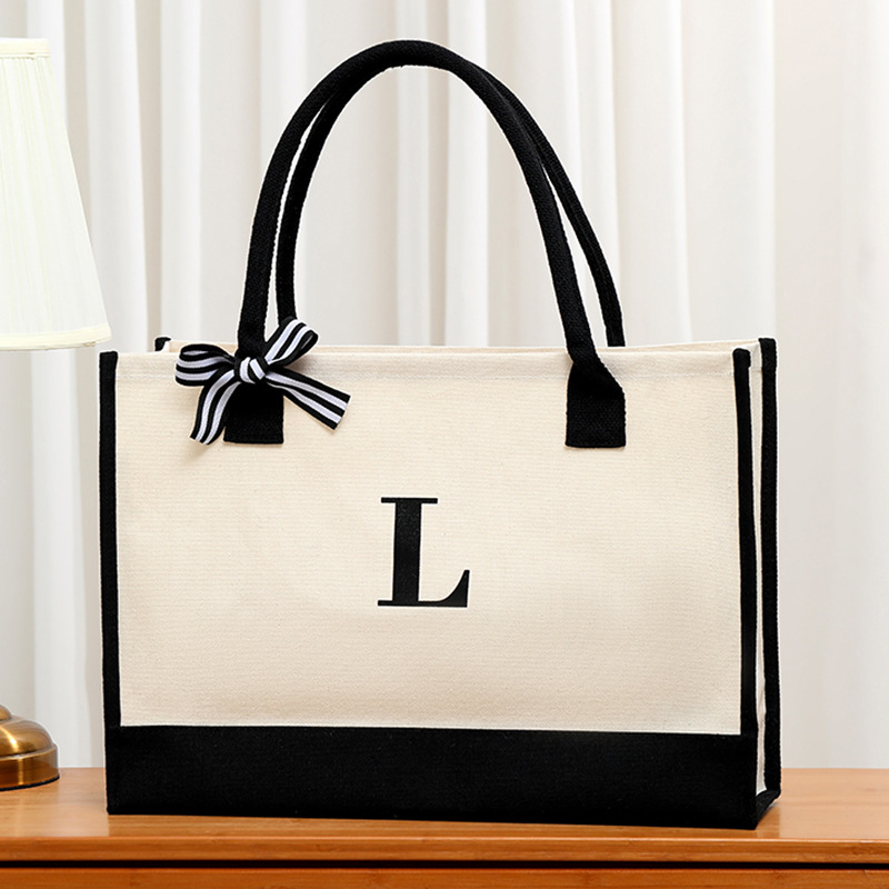 Simple canvas letter tote bag  - Ribbon Bow Gift recensie en prijs