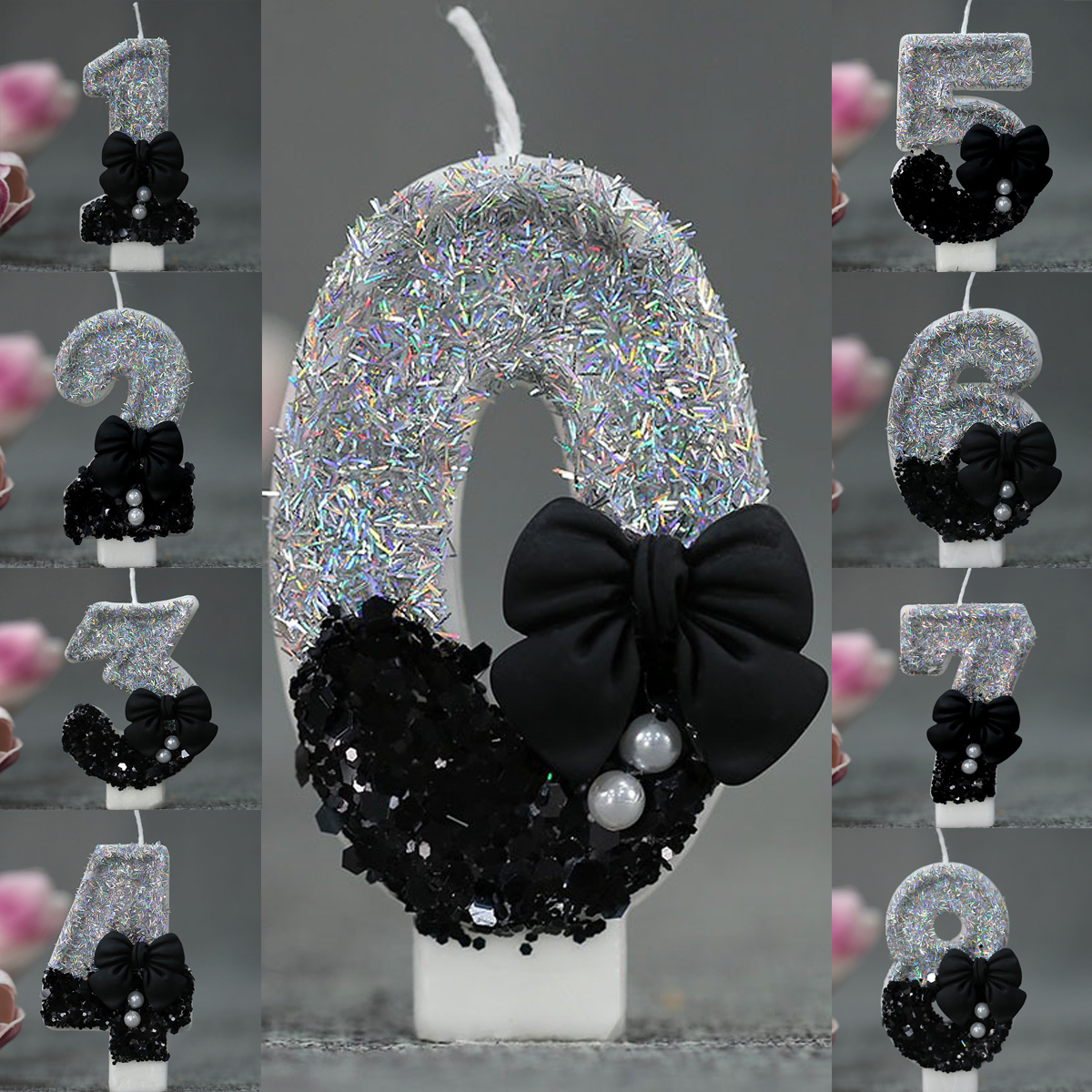 Midnight Bow & Pearl 0-9 Numbe - Holiday Candle Set recensie en prijs