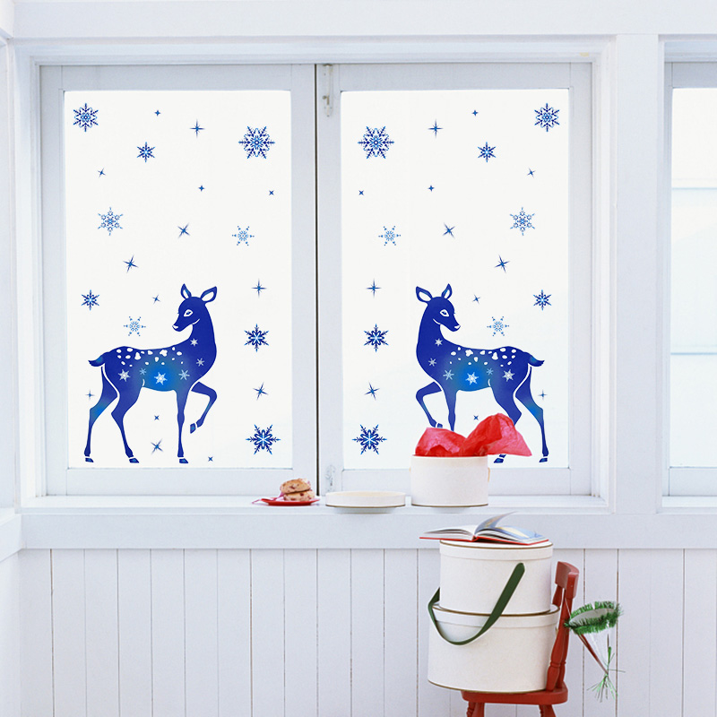 Christmas Window Stickers Elk  - Snowflake Window Decal recensie en prijs